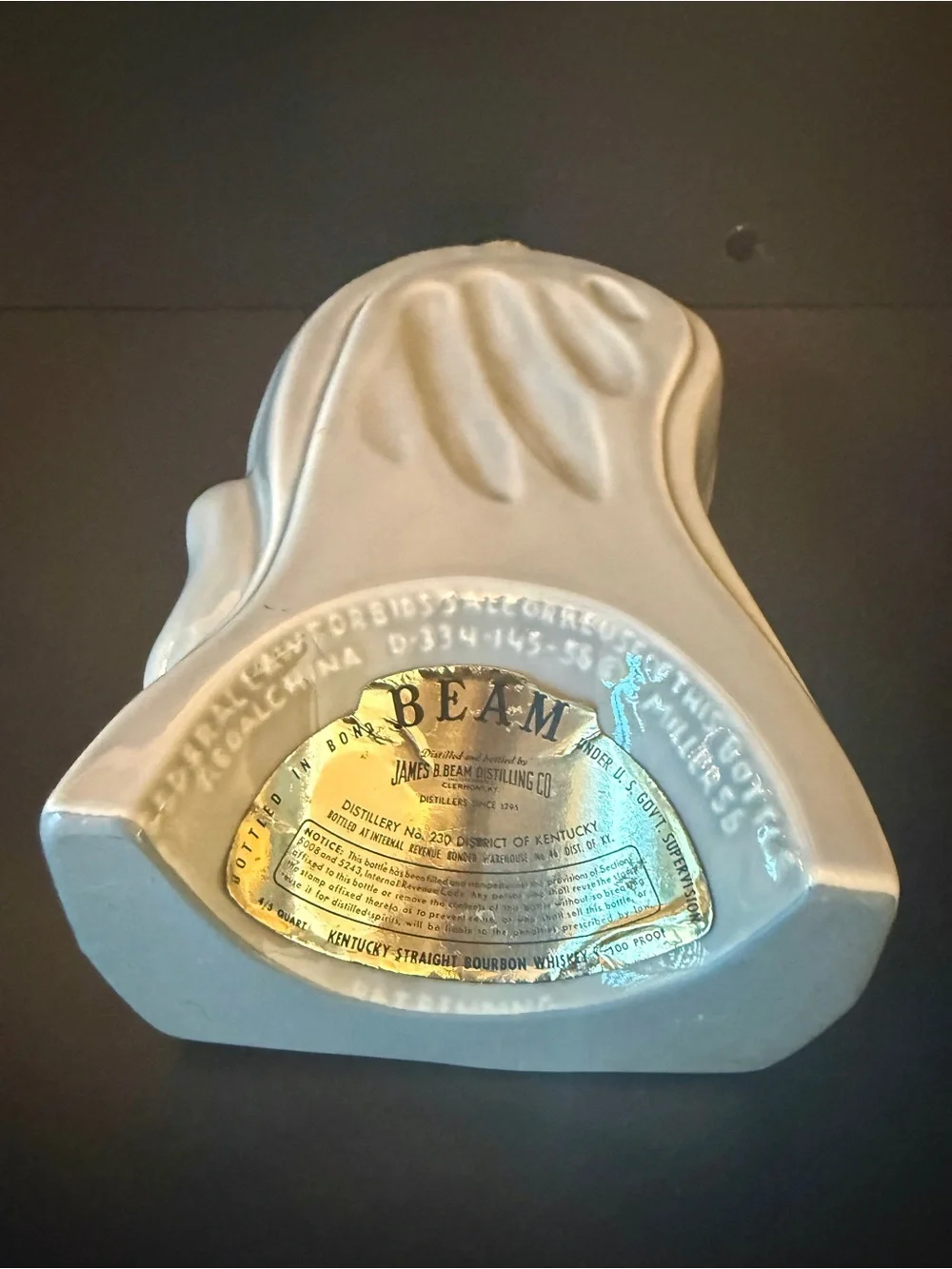 Vintage 1956 Jim Beam Elephant Decanter Original Tax Stamp